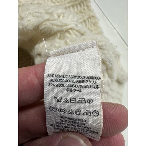 Free People Cream Crochet Knit Scoop Neck Wool Blend Oversized Sweater XS - Picture 3 of 6